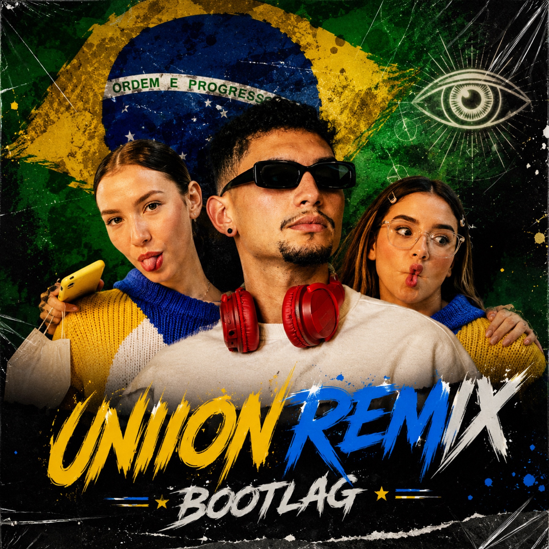 Capa de Union Remix Bootlag — Amarelo, Azul e Branco